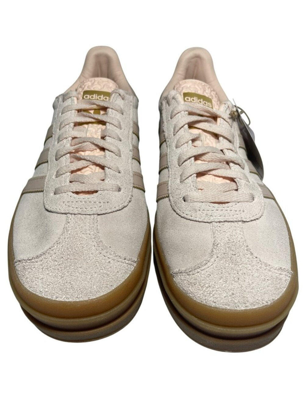 Adidas Gazelle Bold Platform Sneakers Beige Gum Suede Casual Women's Sz 6.5 NWT - Picture 3 of 9